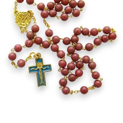 Chapelet en perles de Rhodonite naturelle – CH9-0181