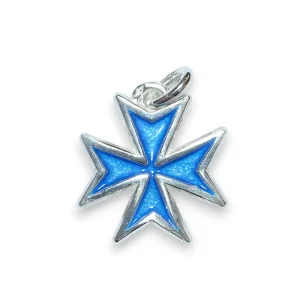 Croix de Malte en bijou, pendentif en argent émaillé – 2,2 cm – NA027