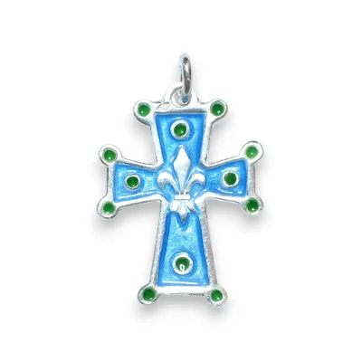 Croix pendentif fleur de lys en argent massif – 3 cm – NA50