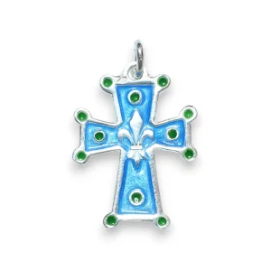 Croix pendentif fleur de lys en argent massif – 3 cm – NA50