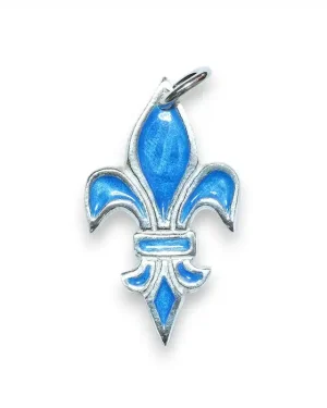 Fleur de lys en argent massif & émaux grand feu bleus – 3,2 cm – NA172