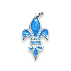 Fleur de lys en argent massif & émaux grand feu bleus – 3,2 cm – NA172