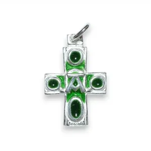 Croix argent, Alpha, pendentif religieux émaillé – 2,8 cm – NA0127
