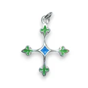 Pendentif croix aux branches Fleur de lys, bijou argent