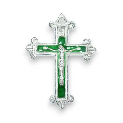 Crucifix en argent, fleurdelisé et émaillé en bleu – 7 cm – NA76