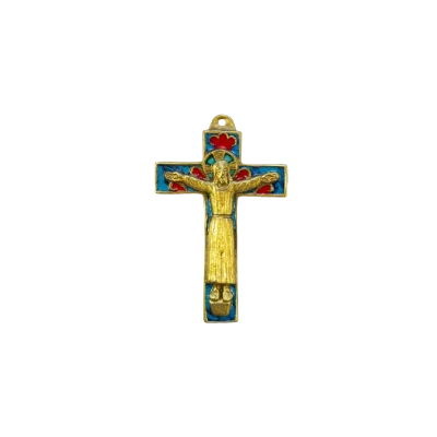 Christ roman en bronze et croix émaillée, 4 couleurs – 12 cm – 0145