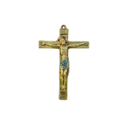 Christ sur croix en bronze et INRI – 15 cm – 0115 BLEU - Les Tailleurs d'Images