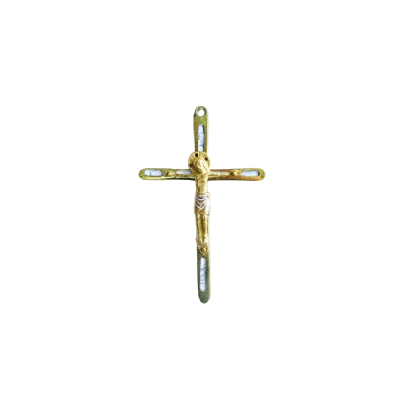 Christ sur croix fine en bronze émaillée – 12 cm – 0189-210