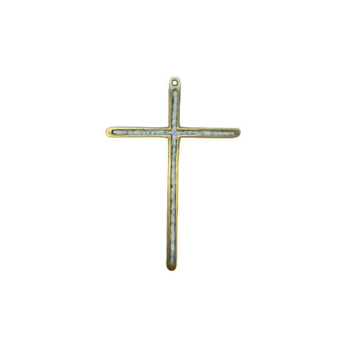 Croix Latine Fine de Communion en Bronze Émaillé – 14,5 cm – 0188