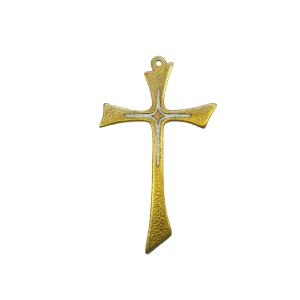 Croix asymétrique murale en bronze émaillé – 14 cm – L16