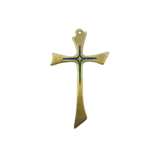 Croix asymétrique murale en bronze émaillé – 14 cm – L16