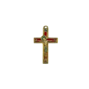 Crucifix - Bronze émaillé - 11 cm - 036 ROUGE - Les Tailleurs d'Images