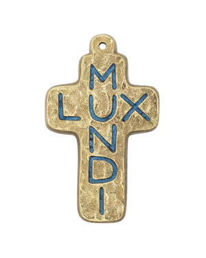 Lux Mundi sur Croix murale latine, croix émaillée – 9,5 cm – L21