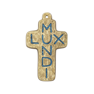 Lux Mundi sur Croix murale latine, croix émaillée – 9,5 cm – L21