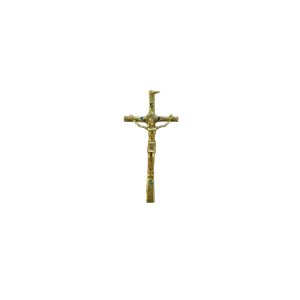 Christ patiné, monté sur croix émaillée, en bronze – 9,2 cm – B11-945