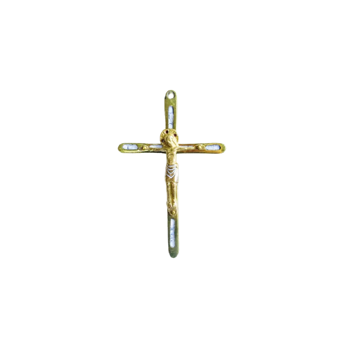 Christ sur croix fine en bronze émaillée – 12 cm – 0189-210
