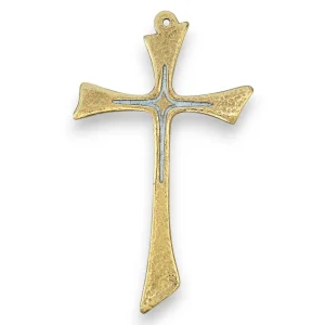 Croix asymétrique murale en bronze émaillé – 14 cm – L16