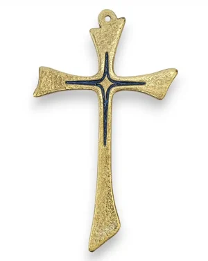 Croix asymétrique murale en bronze émaillé – 14 cm – L16