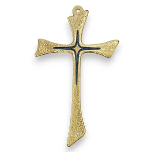 Croix asymétrique murale en bronze émaillé – 14 cm – L16