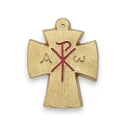 Alpha & Oméga, Chrisme sur croix en bronze émaillé