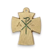 Alpha & Oméga, Chrisme sur croix en bronze émaillé