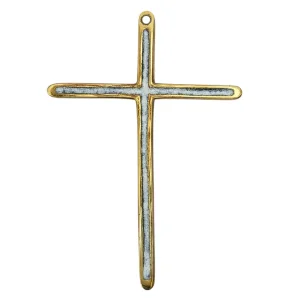 Croix Latine Fine de Communion en Bronze Émaillé – 14,5 cm – 0188