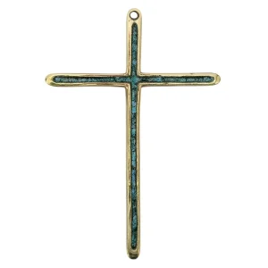 Croix Latine Fine de Communion en Bronze Émaillé – 14,5 cm – 0188