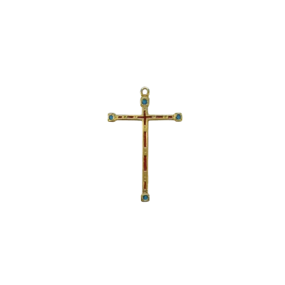 Croix médiévale fine en bronze émaillé – 9 cm – B11CROIX