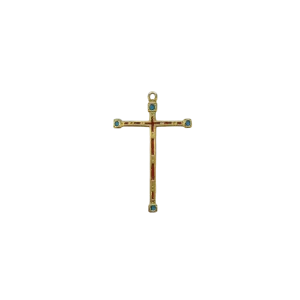 Croix médiévale fine en bronze émaillé – 9 cm – B11CROIX