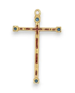 Croix médiévale fine en bronze émaillé – 9 cm – B11CROIX