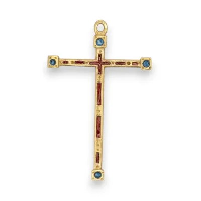 Croix médiévale fine en bronze émaillé – 9 cm – B11CROIX