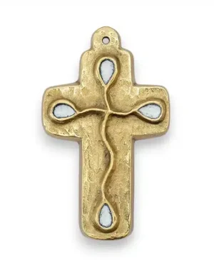 Croix murale en bronze émaillé motif goutte- 9,5 cm – L25