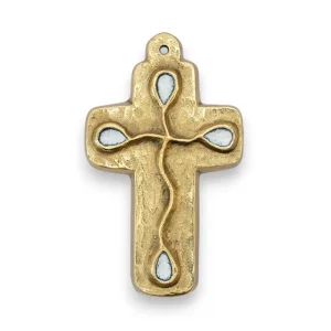 Croix murale en bronze émaillé motif goutte- 9,5 cm – L25