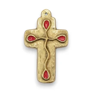 Croix murale en bronze émaillé motif goutte- 9,5 cm – L25