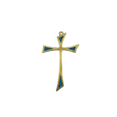 Croix émaillée, forme pattée asymétrique – 12 cm – L14