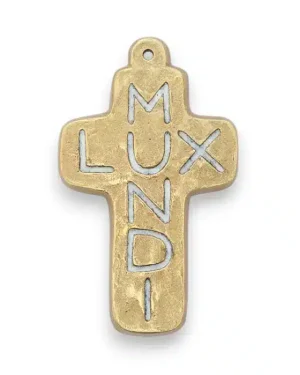 Lux Mundi sur Croix murale latine, croix émaillée – 9,5 cm – L21