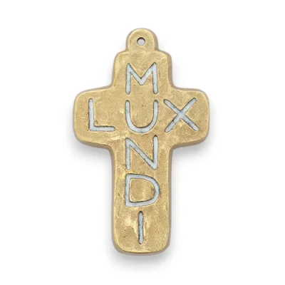 Lux Mundi sur Croix murale latine, croix émaillée – 9,5 cm – L21