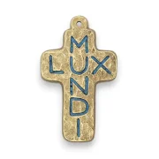 Lux Mundi sur Croix murale latine, croix émaillée