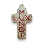 Lux Mundi sur Croix murale latine, croix émaillée