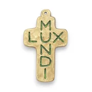 Lux Mundi sur Croix murale latine, croix émaillée