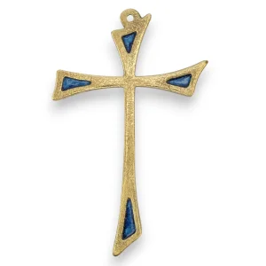 Croix murale, forme pattée asymétrique, bronze émaillé – 14 cm – L15