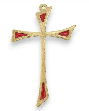 Croix pattée émaillée, forme asymétrique – 12 cm – L14