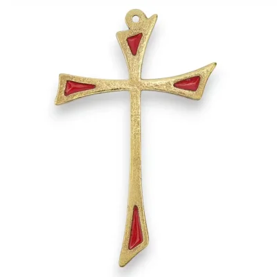 Croix pattée émaillée, forme asymétrique – 12 cm – L14