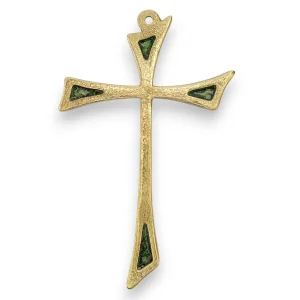 Croix murale, forme pattée asymétrique, bronze émaillé – 10 cm – L13