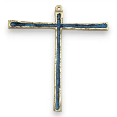 Croix Tau, bronze émaillé – 12 cm – 029