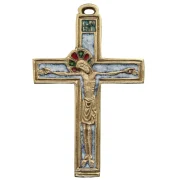 Crucifix - Bronze émaillé - 11 cm - blanc