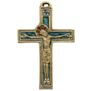 Crucifix - Bronze émaillé - 11 cm - vert