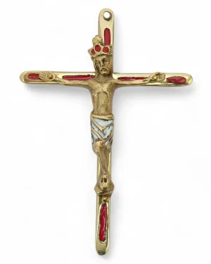 Crucifix mural Christ en Majesté Couronné en bronze émaillé – 0188-130 – 14,5 cm