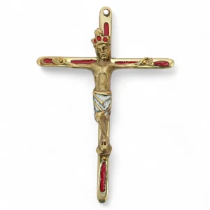 Crucifix mural Christ en Majesté Couronné en bronze émaillé – 0188-130 – 14,5 cm