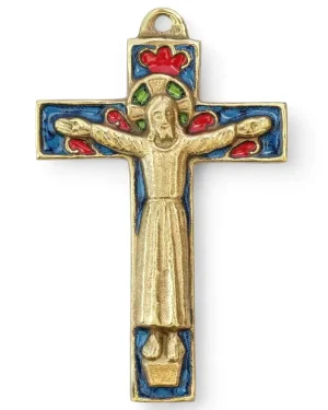 Croix Christ roman en bronze émaillé – 4 couleurs – 12 cm – 0145